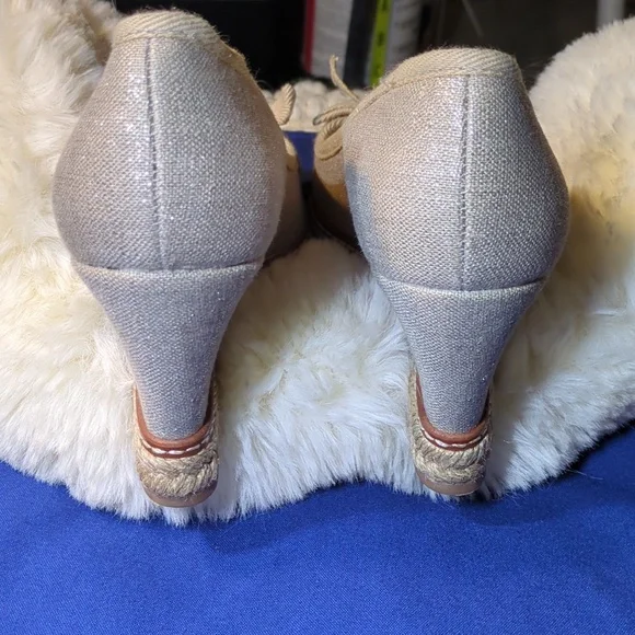 Tory Burch Jackie Espadrille Wedge Bow Peep-Toe Flats NOW ONLY $95 - Picture 2 of 9